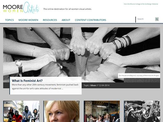 Screen shot of Moore Women Artists website