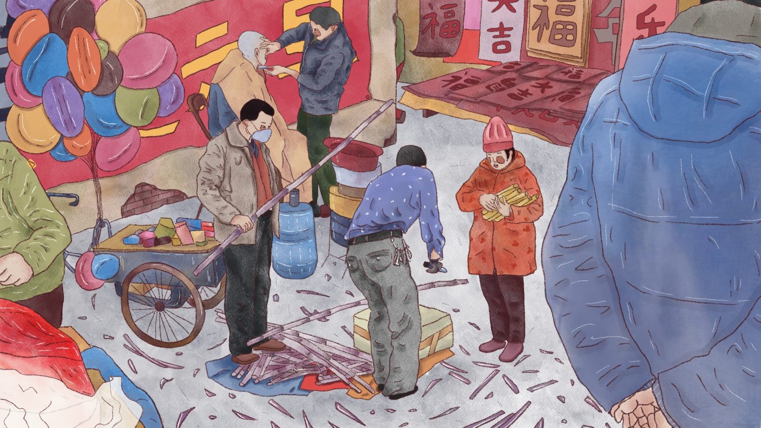 Illustartion of a Chinese New Year Market